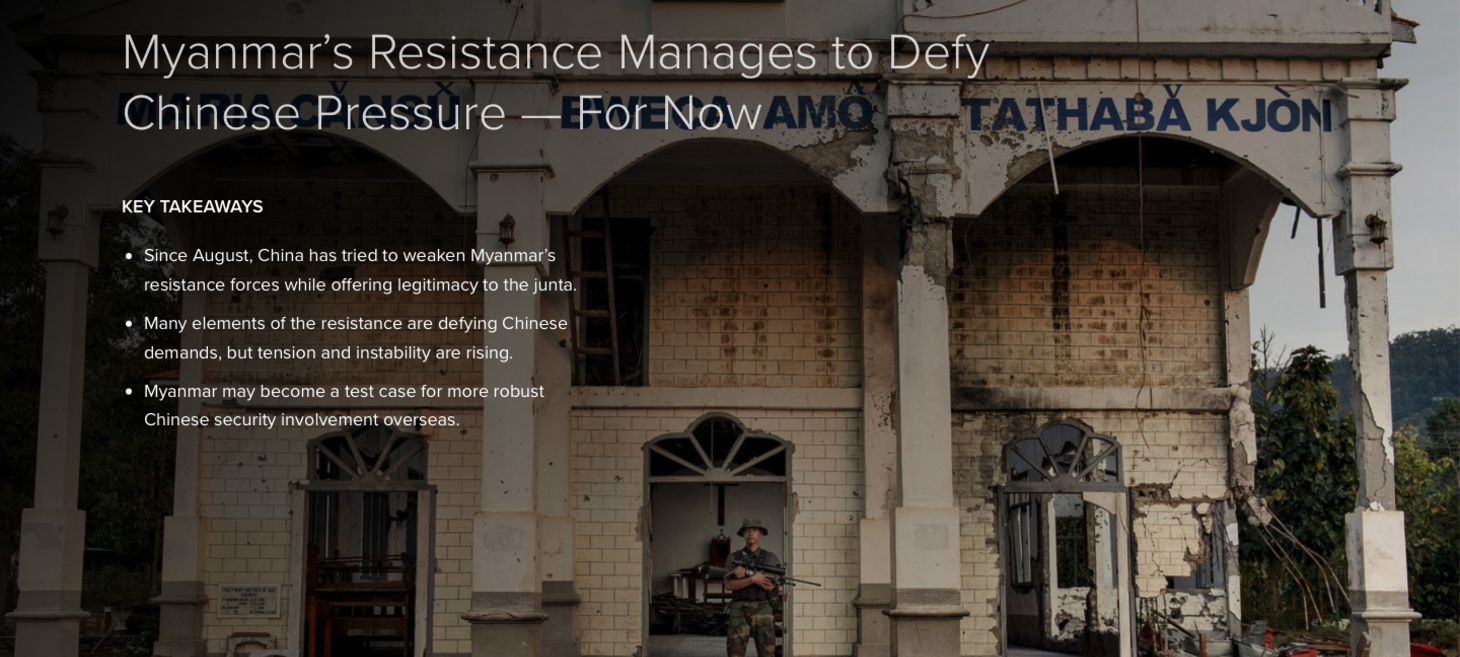 Myanmar’s Resistance Manages to Defy Chinese Pressure — For Now