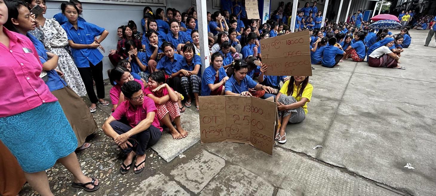 Yangon factory workers protest to demand higher wages