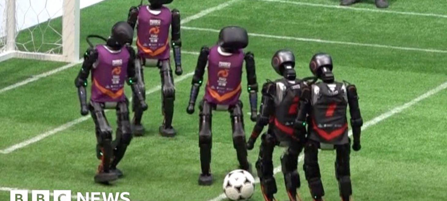 Watch: Humanoid robots stumble through football match in China