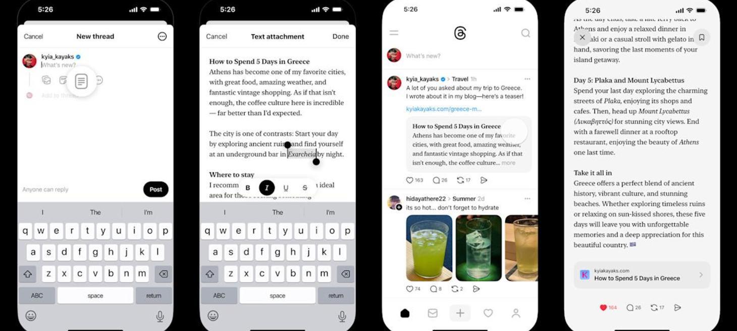 Threads posts now support 'text attachments' up to 10,000 characters