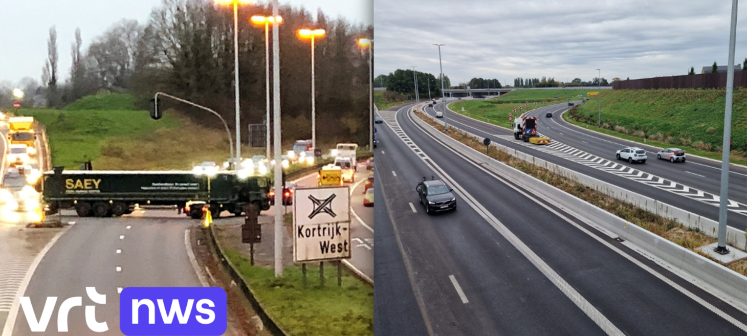 Trompetaansluiting Kortrijk-Wevelgem klaar na 3 jaar - Après 3 ans de travaux, l'échangeur en forme de trompette Kortrijk-Wevelgem est achevé