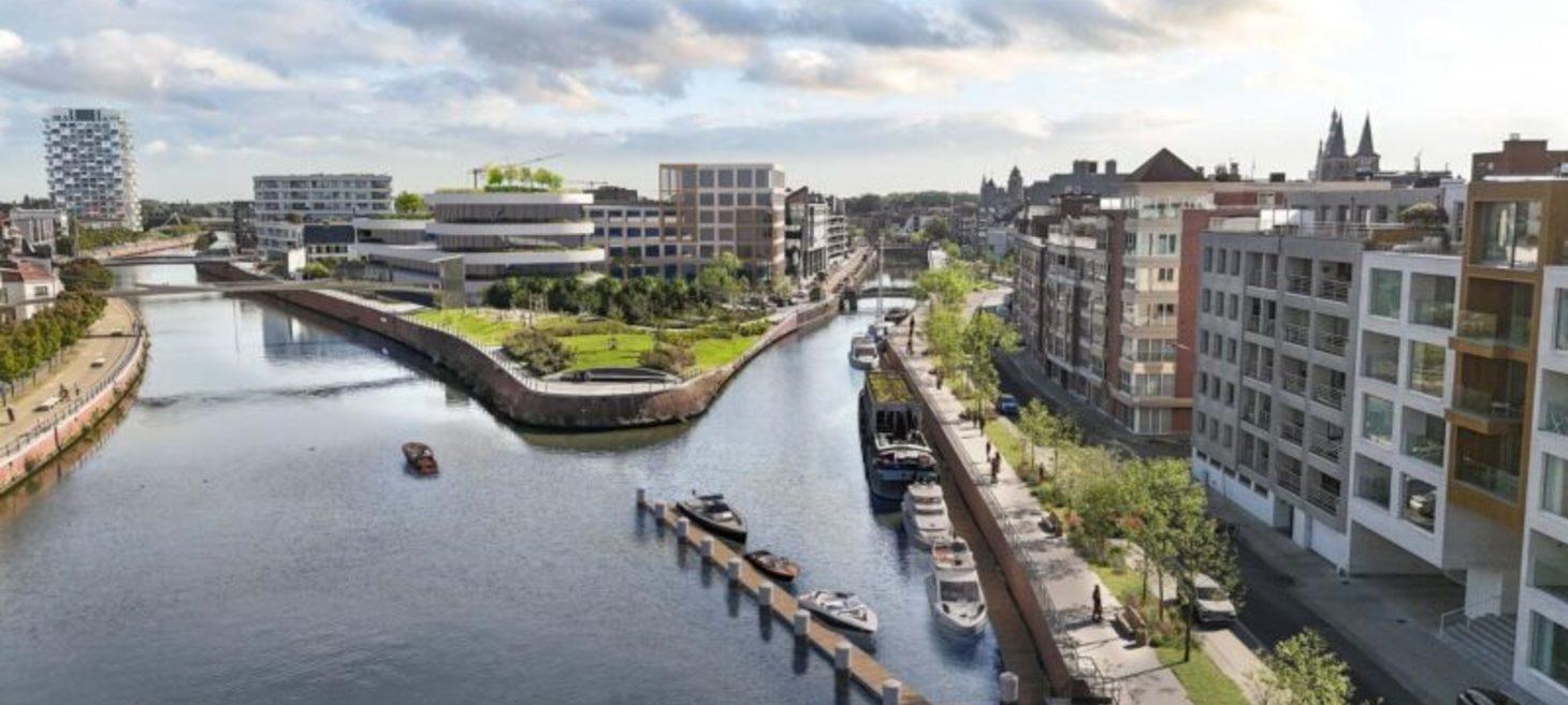Kortrijk vernieuwt tip van Buda-eiland met park en fietsdoorsteek - Courtrai rénove la pointe de l'île de Buda avec un parc et une piste cyclable