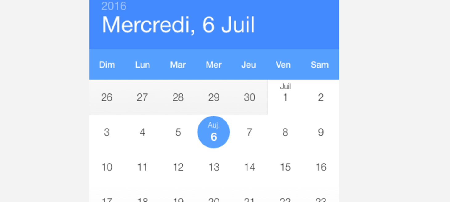 Calendar with built-in localization