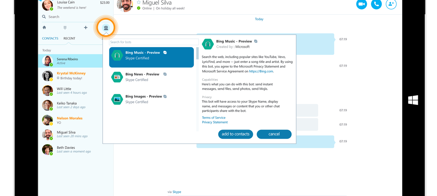 Microsoft adds five new AI chatbots to Skype
