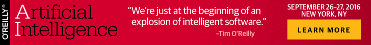 O'Reilly Artificial Intelligence Conference, Sep 26 - 27, NYC