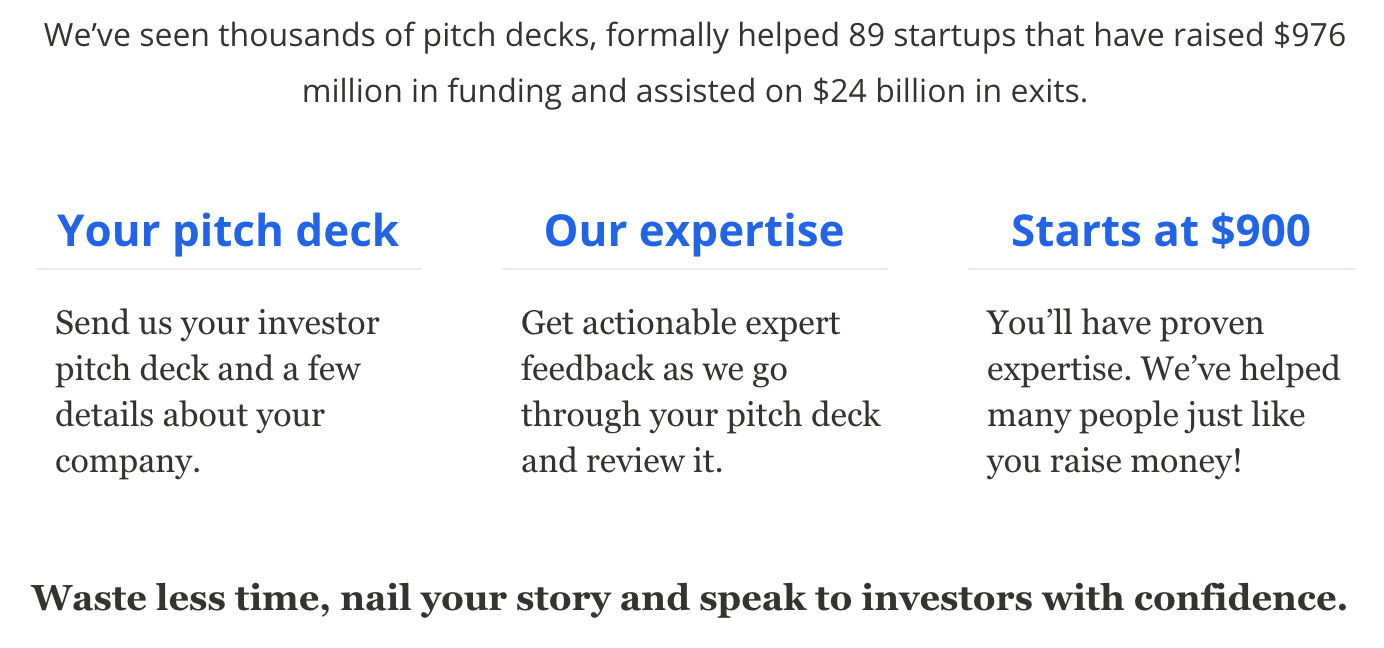 My New Service: An Expert Pitch Deck Review For Startups of All Sizes