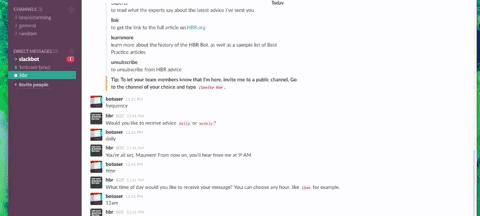 Harvard Business Review built a bot on Slack that delivers workplace advice