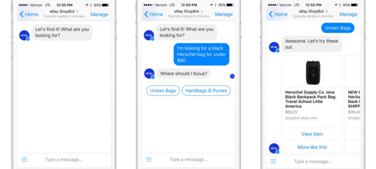 The new ShopBot bot on Messenger searches eBay for you