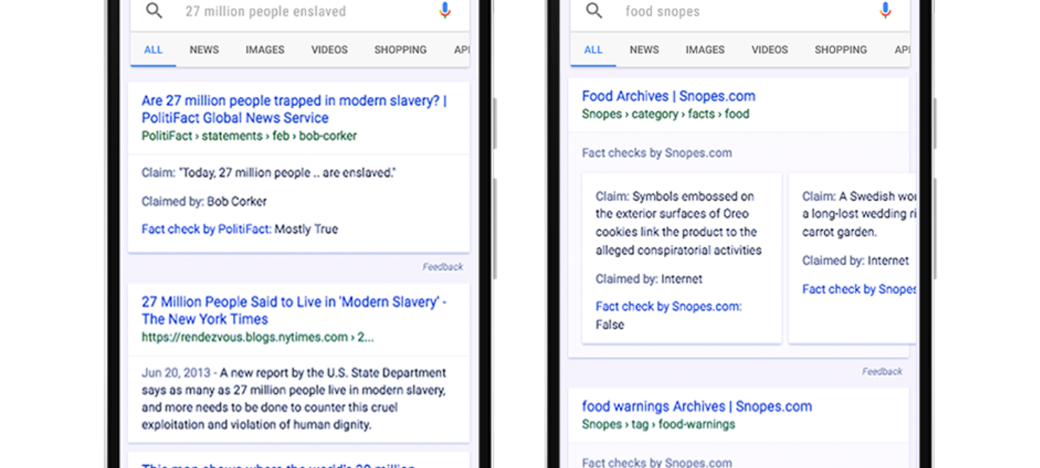 Google Now Fact Checking Search Results
