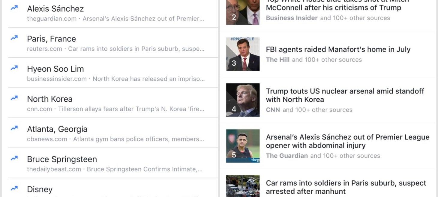 Facebook Adds Trending News To Its Mobile App