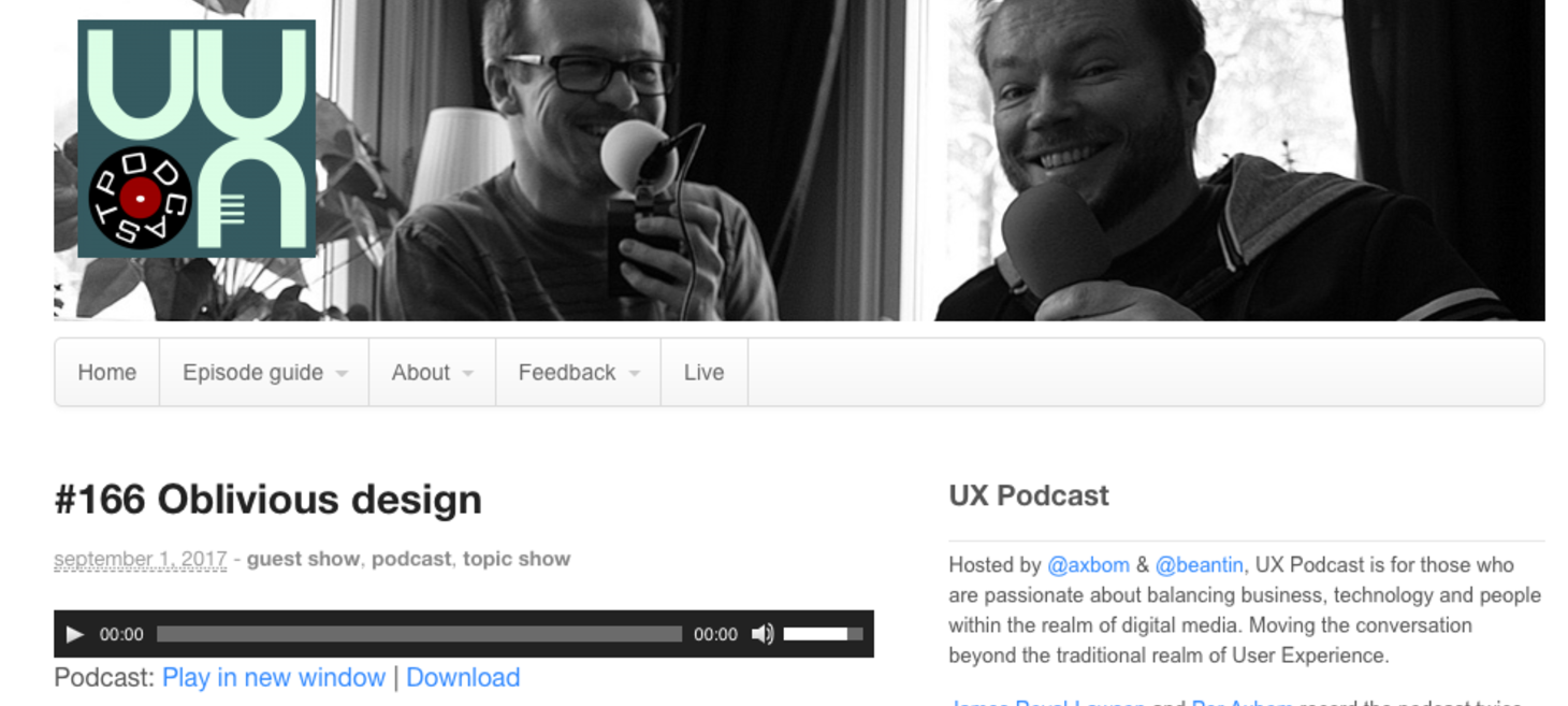 UX Podcast #166: Oblivious Design 💁🏾♂️