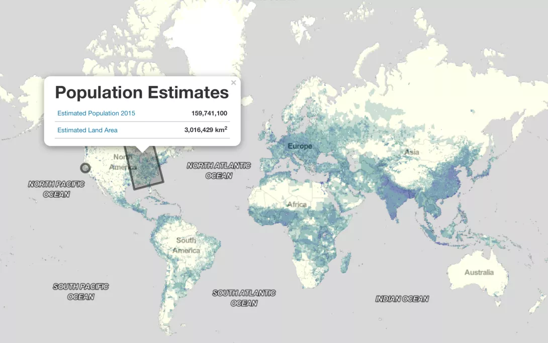 World population estimator and gridded data from NASA