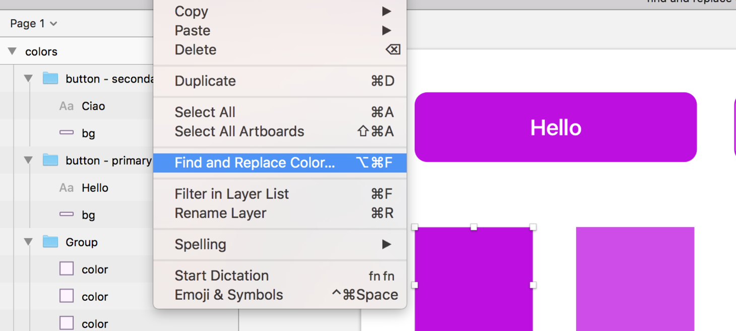 Sketch 49: Find and Replace colors everywhere!