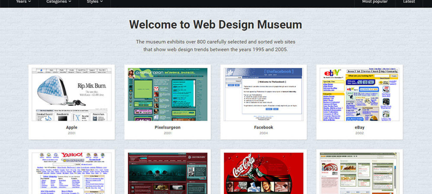 Web Design Museum Shows You Web Design Trends From The Past
