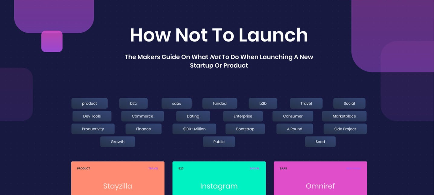 How not to launch a startup, idea, product