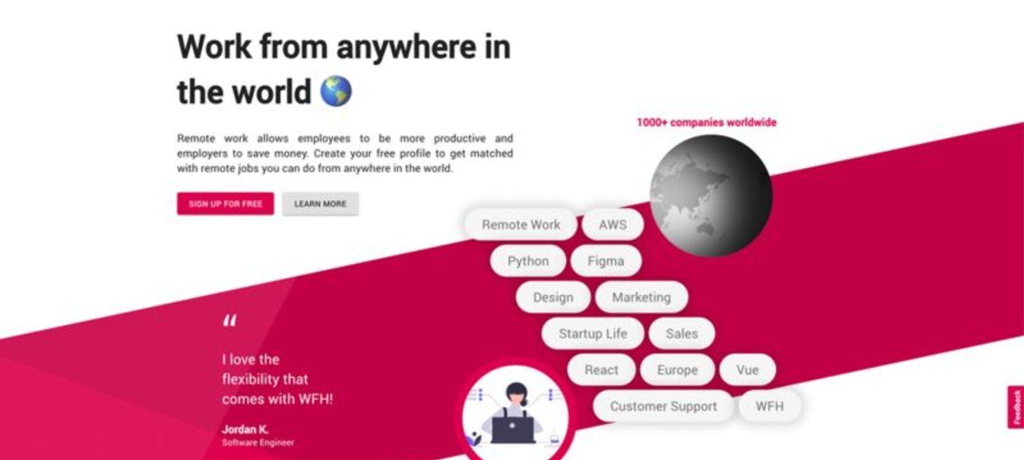 WFH Homepage | Remote Jobs Engineering, Sales, Design, Marketing, Customer Support and more