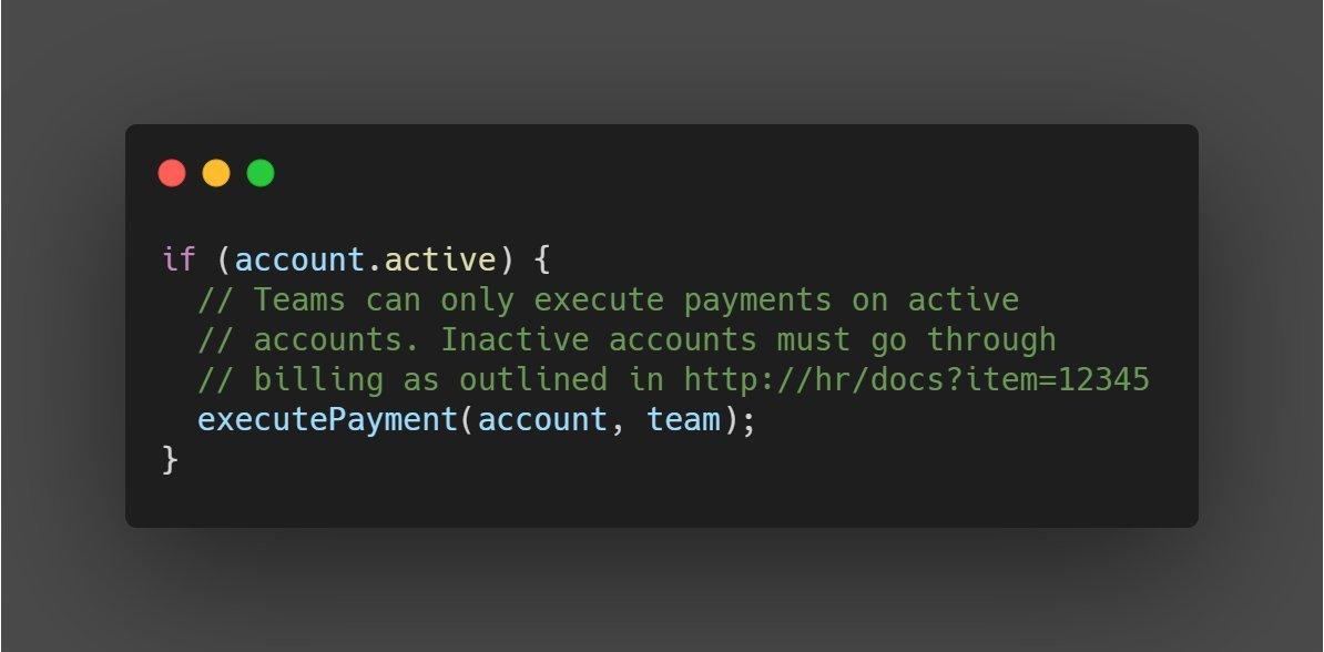 Add comments about WHY code exists, not what it does
