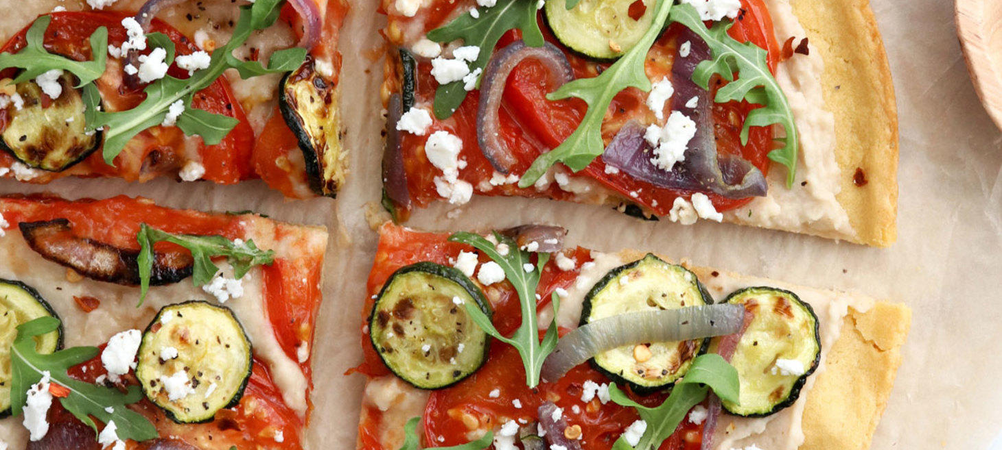 SOCCA PIZZA WITH ROASTED VEGGIES