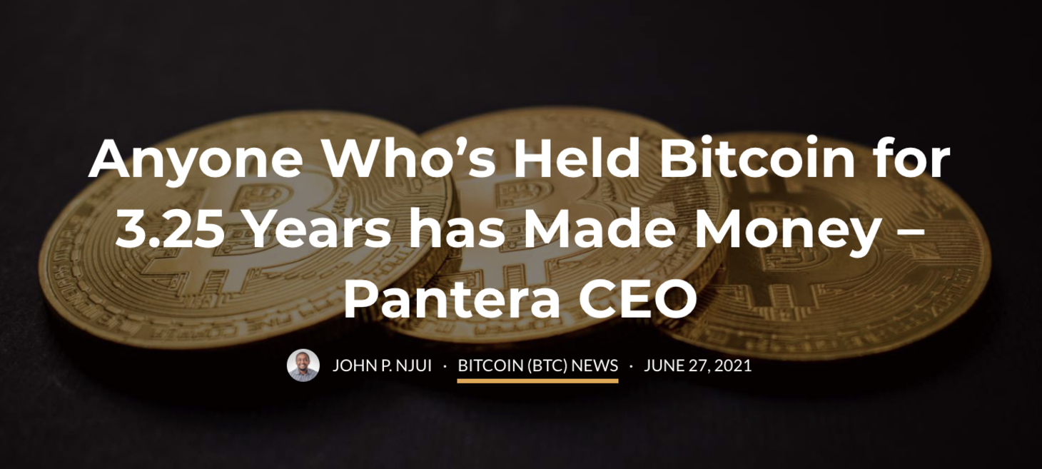 Anyone Who’s Held Bitcoin for 3.25 Years has Made Money – Pantera CEO
