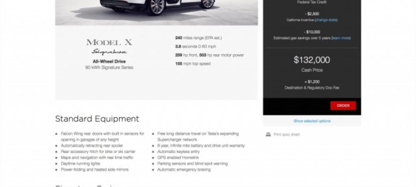 Tesla Model X Configurator Now Live for Signature Series