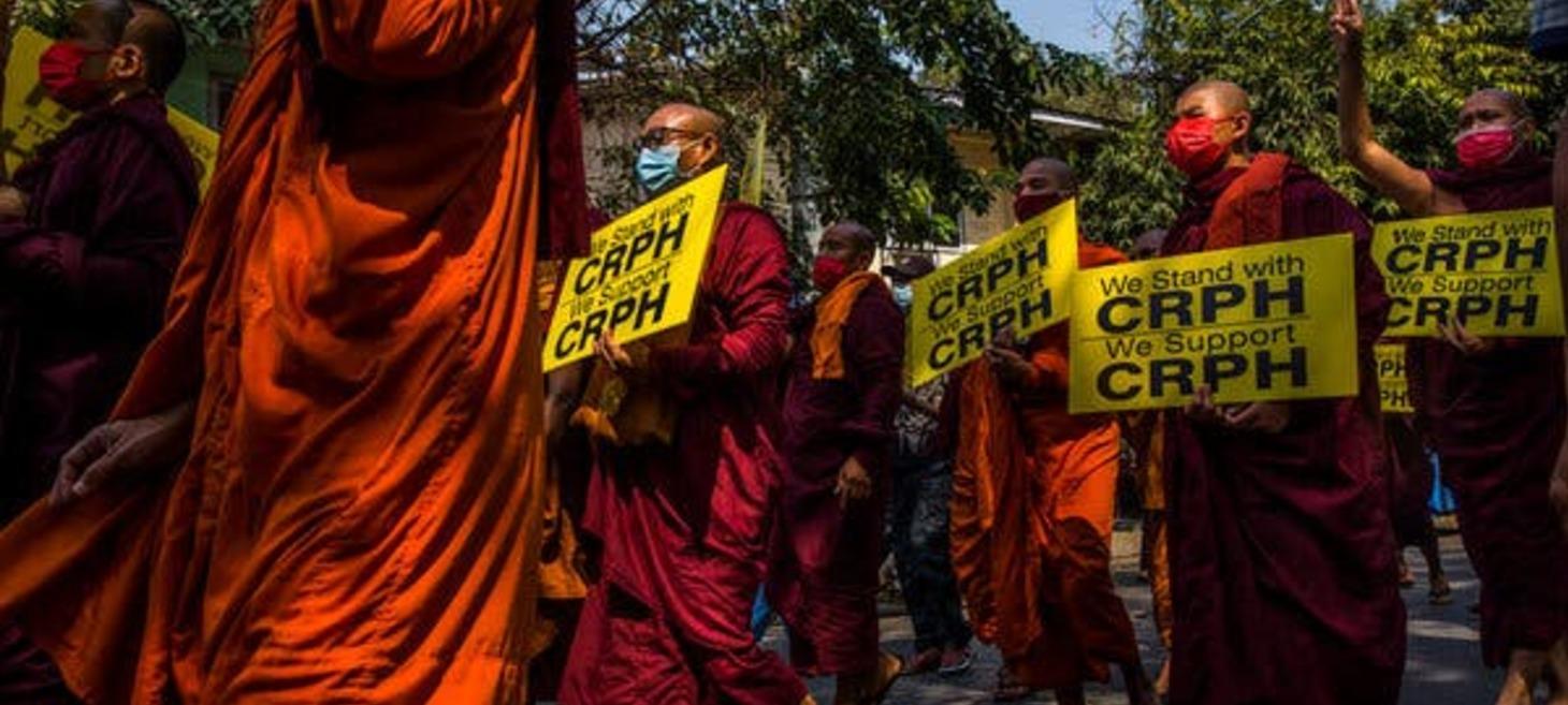 Myanmar’s Monks, Leaders of Past Protests, Are Divided Over the Coup