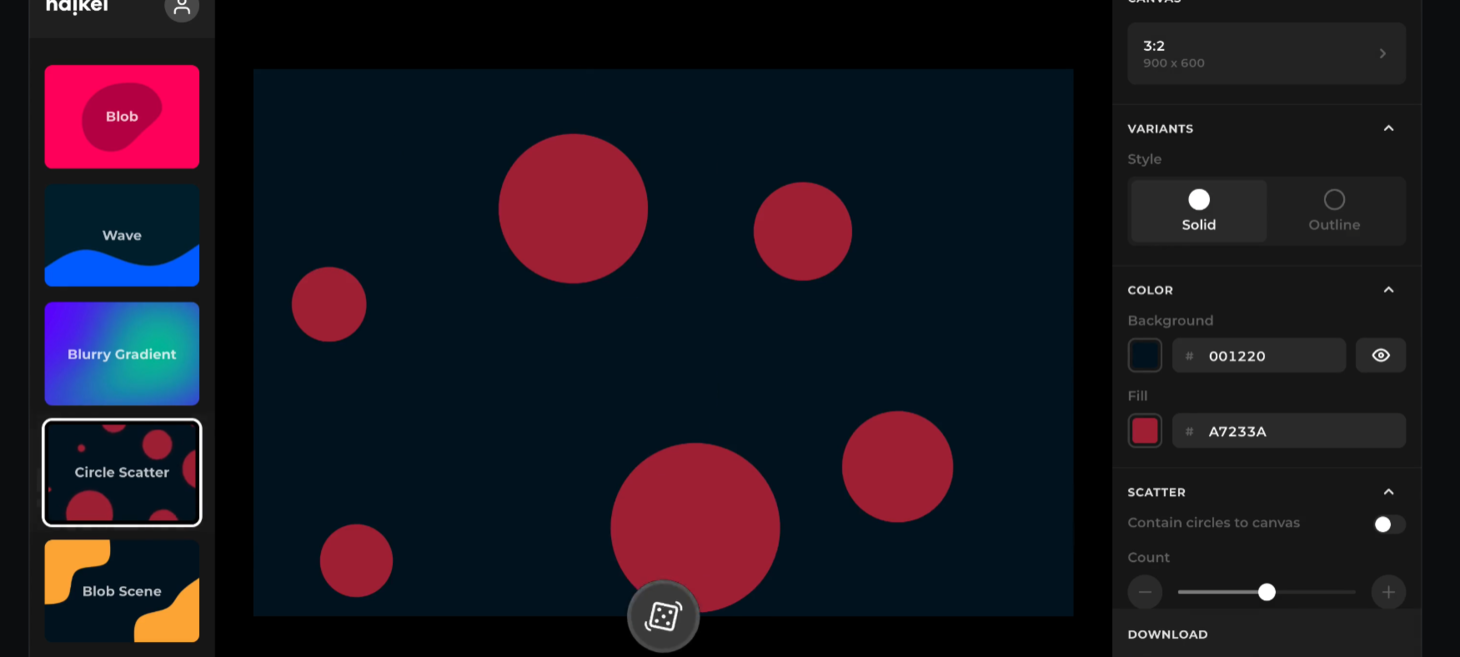 Generate unique SVG design assets