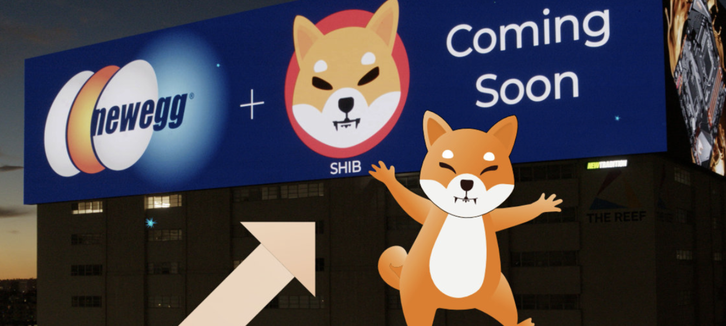 Retail Giant Newegg Unveils Shiba Inu Support on Massive Billboard: SHIB to Be Accepted for Payments in December