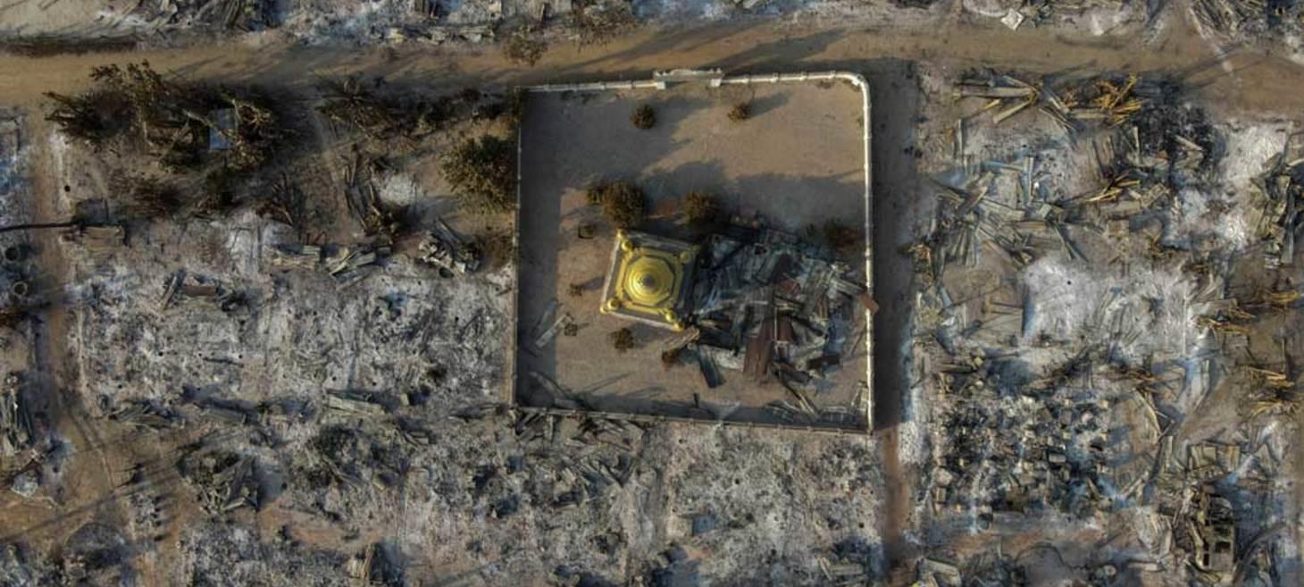 Myanmar villagers protests arson attacks by junta forces