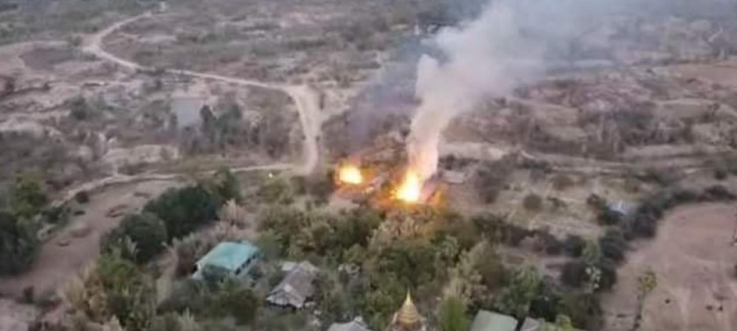 Locals say 'half of their village is gone' as Myanmar army follows airstrike with arson attack in Sagaing