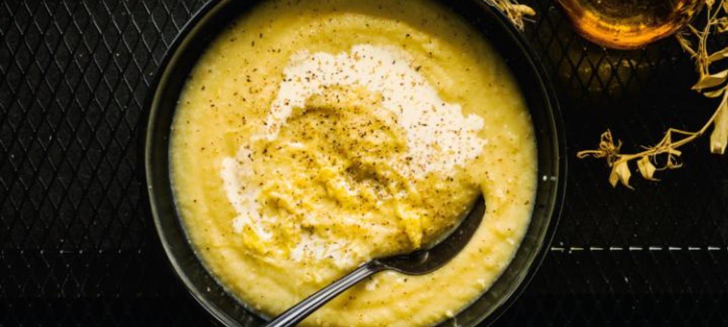 Cauliflower, Cider and Cheddar soup