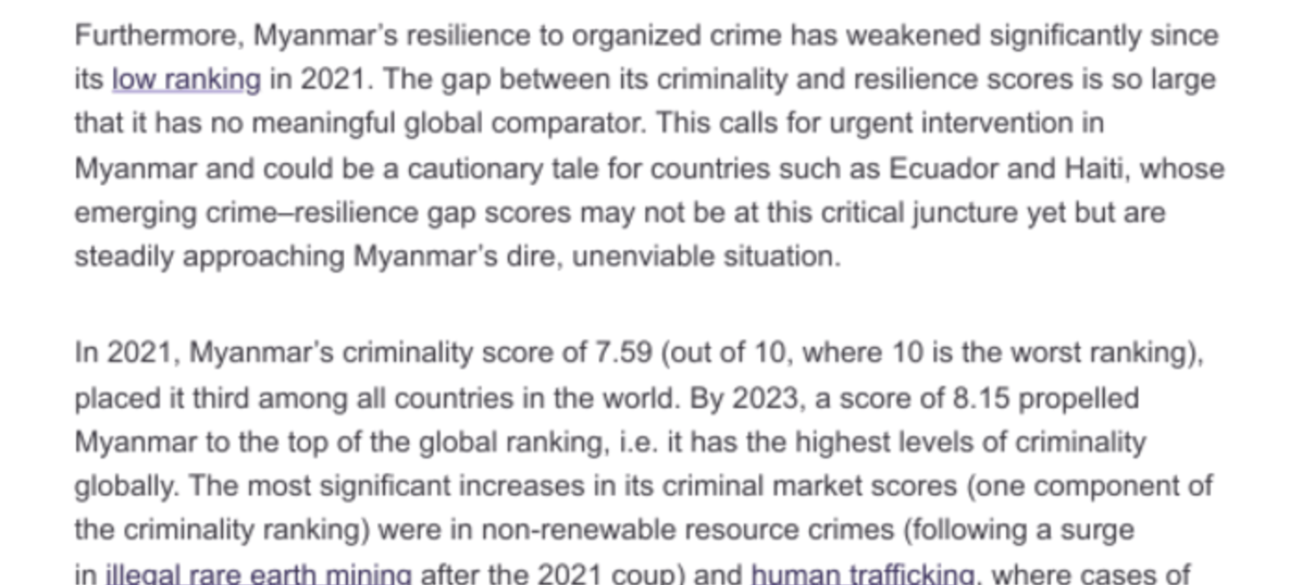Mind the gap: Organized crime on the rise in Myanmar as resilience wanes - Myanmar