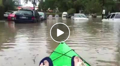 Facebook Video: Kayaking Dry Austin's Halloween 2015 Flood