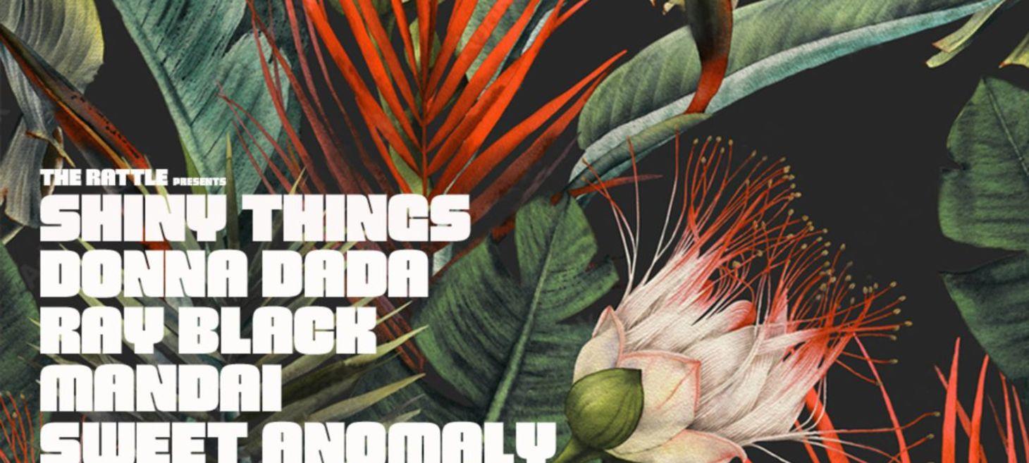 Apr 26 // HYPHA Arts: THE RATTLE presents 🌺 SHINY THINGS 🌺 DONNA DADA 🌺 RAY BLACK 🌺 MANDAI 🌺 SWEET ANOMALY 🌺