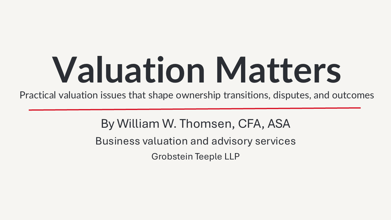 Valuation Matters