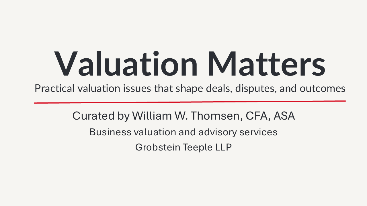 Valuation Matters